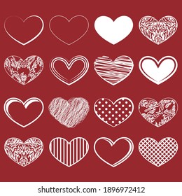 Abstract red heart symbols. Heart signs many layers for greating cards and holiday invitations. Happy Valentine Day wallpaper