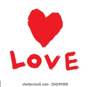 Abstract red heart with text