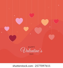 Abstract Red Heart Valentines Day Background, Hearts of love and Valentine's Day romance.