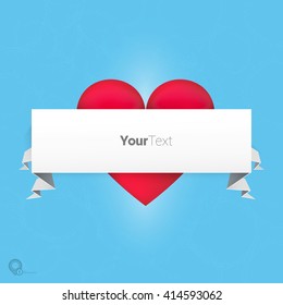 Abstract Red Heart Vector Design Flag text Box Composition 
