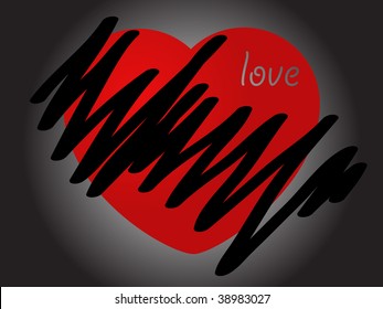 Abstract red heart - vector illustration