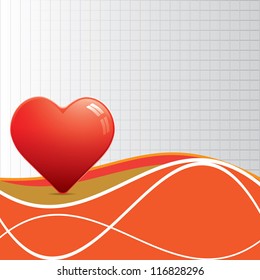Abstract red heart whit texture.vector