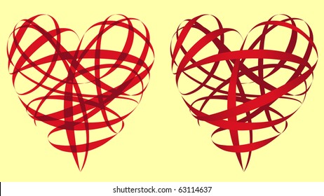 Abstract red hearts