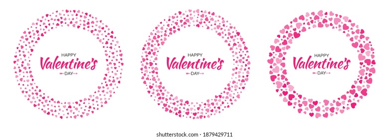 Abstract Red Hearts Circle Frame for Valentines Day Design Vector Illustration Card isolated on White Background. Wedding Invitation Card. Happy  Logo emblem for health care, medical, treatment.