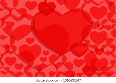 Abstract red hearts on a red background. Textured background. Vector illustration EPS 10.