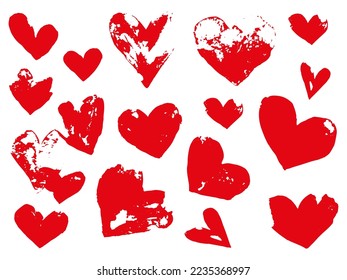 Abstract red hearts. Set of elements for decor. Valentine's Day. The 14th of February. Love. Heart. Set of hearts.