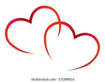 Abstract Red Hearts . vector illustration