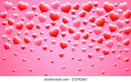 Abstract Red Hearts . vector illustration