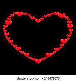 Abstract Red Hearts . vector illustration .