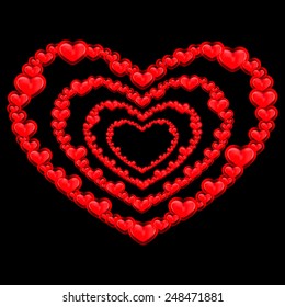 Abstract Red Hearts . vector illustration .