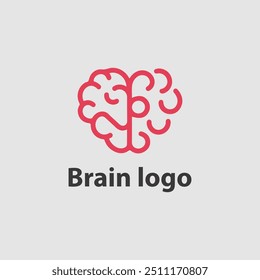 Diseño de logotipo de cerebro en forma de corazón rojo Abstractas
