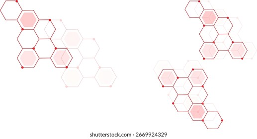  Fundo 3D hexágono vermelho abstrato