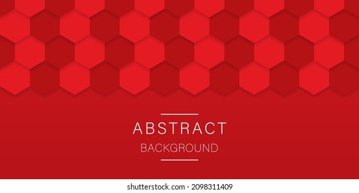 Resumen Fondo del hexágono rojo. Patrón Futurista Rojo Moderno Embosado. Textura Hex Brillante De Lujo. Banner en blanco para tecnología, ciencia, química. Diseño de fondo de escritorio moderno. Ilustración vectorial.