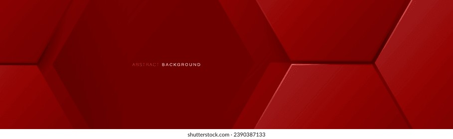Abstract red hexagon background. Simply luxury banner. Vector illustration