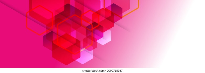 Abstract red hexagon geometric banner background. Vector design banner pattern background template for wallpaper, template, poster, backdrop, book cover, brochure, leaflet, flyer