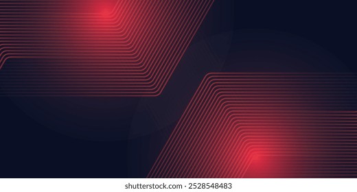 Abstrakte rote Sechsecklinien auf dunkelblauem Hintergrund. Moderne Grafik. Futuristisches Technologiekonzept einfach