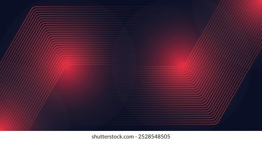Abstract red hexagon lines on dark blue background. Modern graphic. Futuristic technology concept