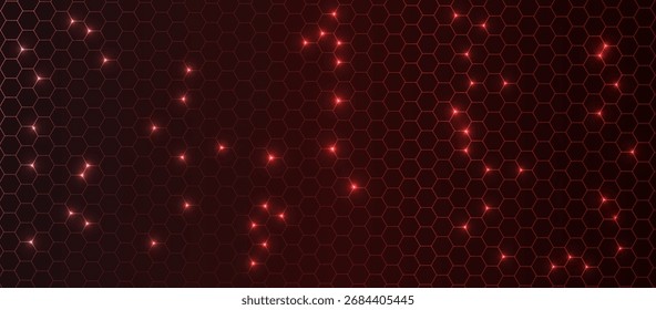 Resumo fundo de neon hexágono vermelho, padrão futurista realista, vetor bg para tecnologia, medicina, ciência, bio, jogo, tecnologia digital.