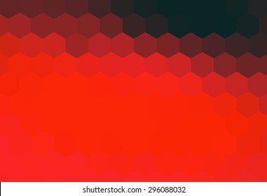 Abstract red hexagon retro background. Transition bright colors. Vector illustration