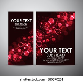 Abstract red hexagons. Graphics resources design template or roll up. 
