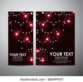 Abstract red hexagons. Graphics resources design template or roll up. 