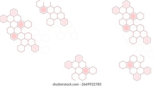 Abstract red hexagons pattern background.