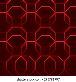 Abstract red hexgonal pattern on dark background