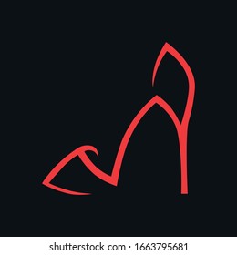 Abstract red high heel shoe on white backdrop. Design element