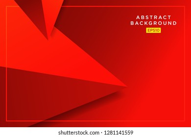 Abstract red hipster futuristic graphic Background with shadow. 3D Triangles. Modern Wallpaper. Vector illustration EPS10