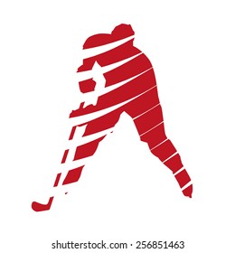 Abstract red hockey player