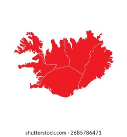 Abstractas Rojo Islandia Mapa con Ciudades