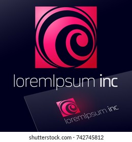 Abstract red icon, vector sign, logotype for Media, Fashion, Cosmetics.