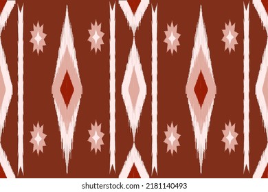 Abstract red Ikat seamless geometric pattern textile background design for cloth fashion decorative. Fabric silk textile native pattern print,