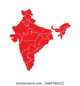 Mapa Abstractas Rojo India con Ciudades