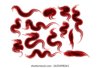 Abstrakte rote Pinselstriche Wavy Paint Design Objekte