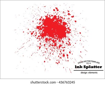 Abstract red Ink splash background, grunge vector design template - paint brush