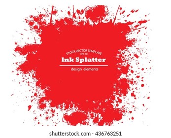 Abstract red Ink splash background, grunge vector design template - paint brush
