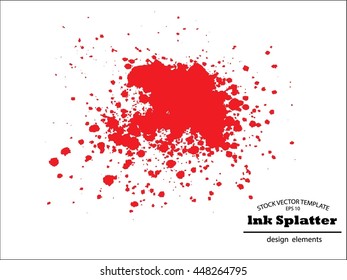 Abstract red Ink splash background, grunge vector design template - paint brush