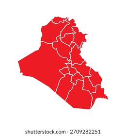 Abstract Red Iraq Map with Cities