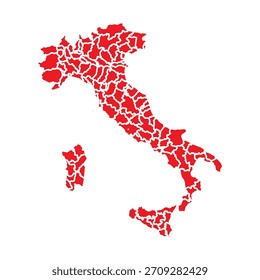 Abstractas Rojo Italia Mapa con Ciudades