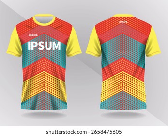 abstrato vermelho com jade e fundo amarelo e padrão para design de camisa de esporte e mockup.