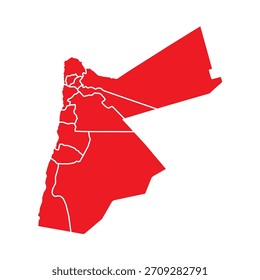 Mapa Abstractas de Jordania Roja con Ciudades