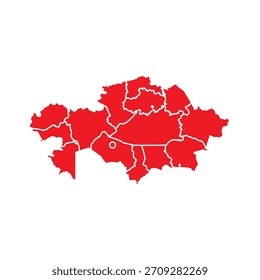 Mapa Rojo Abstractas de Kazajistán con Ciudades