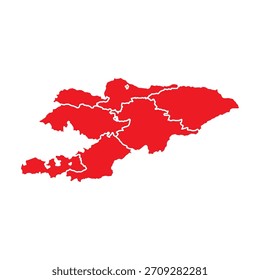 Mapa Abstractas Rojo de Kirguistán con Ciudades