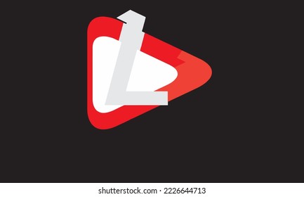 Resumen del logo de la letra roja L y L. Concepto de solución. botón de reproducción. ilustración vectorial