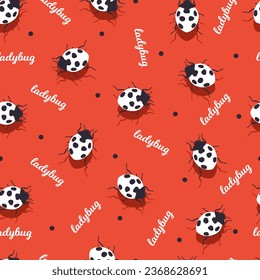 Abstract Red Lady Bug Cartoon Vector Seamless Pattern can be use for background and apparel design