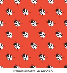 Abstract Red Lady Bug Insect Vector Seamless Pattern can be use for background and apparel design