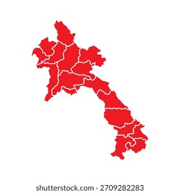 Mapa Abstractas Rojo de Laos con Ciudades