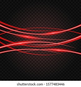 Abstract Red Laser beam light effect illuminated on transparent background