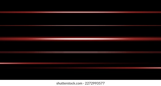 Abstract red laser beam. On a black background. Vector illustration. lighting effect. directional spotlight.